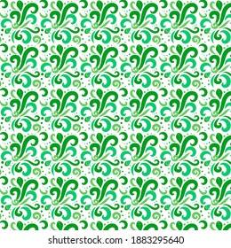 Abstract seamless pattern with green curls
