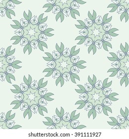 Abstract seamless pattern. Abstract green flowers. Pastel colors. Vector illustration.