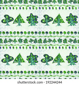 Abstract seamless pattern of green forest 