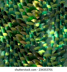 Abstract seamless pattern of green illuminated volume of cylinders