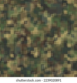 Resumen de un patrón sin fisuras con caqui verde y caótico color marrón solapamiento de fondo de cuatro baldosas. Ilustración del vector de camuflaje de selva