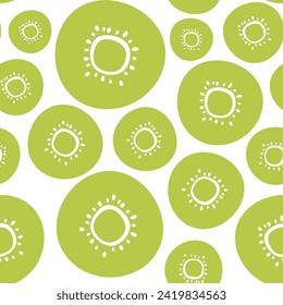 Abstract seamless pattern of green kiwi on white background