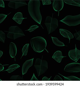 Abstract seamless pattern with green leafs . Spring background for your Design. Vector illustration.