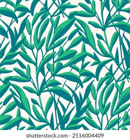 Abstractas patrón sin fisuras con hojas verdes. Ilustración vectorial. 