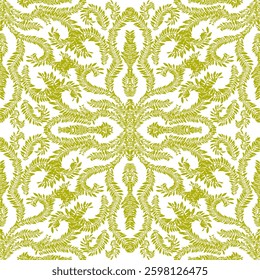 Abstract seamless pattern with green leaves. Vector illustration. 