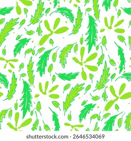 Abstract seamless pattern with green leaves. Vector illustration. 