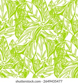 Abstrato padrão sem emenda com folhas verdes. Ilustração vetorial. 