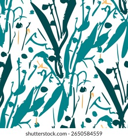 Abstract seamless pattern with green leaves. Vector illustration. 