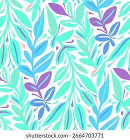 Abstract seamless pattern with green leaves. Vector illustration. 