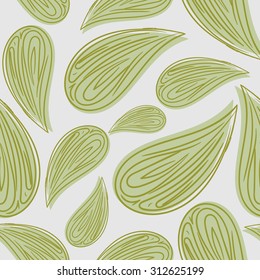 Abstract seamless pattern green leaves. Vector background of foliage. Retro fabric ornament for leaf.