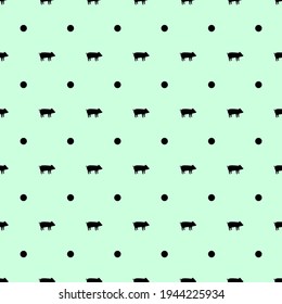 Abstract Seamless Pattern Green Pig Doodle Animal Geometric Figures Background Vector