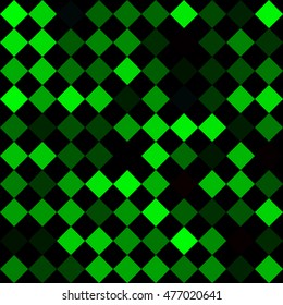 abstract seamless pattern with green rhombs of various shades on a black background. vector seamless pattern