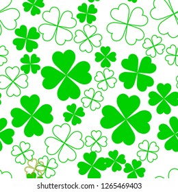 Abstract seamless pattern with green shamrock shapes. St Patricks Day background. Vector illustration eps