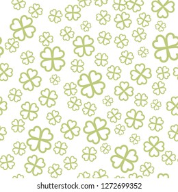 Abstract seamless pattern with green shamrock shapes. St Patricks Day background. Vector illustration eps