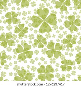 Abstract seamless pattern with green shamrock shapes. St Patricks Day background. Vector illustration eps