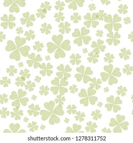 Abstract seamless pattern with green shamrock shapes. St Patricks Day background. Vector illustration eps