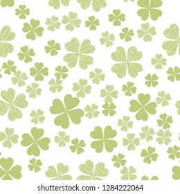 Abstract seamless pattern with green shamrock shapes. St Patricks Day background. Vector illustration eps