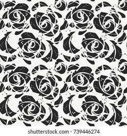 Abstract seamless pattern with grey roses can be used for linen, design fabric, textile and more creative designs. Beautiful floral ornament.