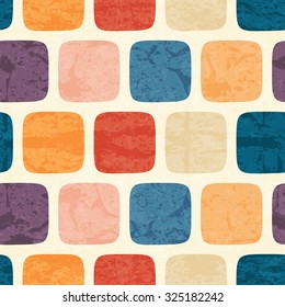Abstract seamless pattern with grunge colorful squares on a off-white background. Lovely color palette. Endless backdrop for wrapping, packaging, textile and interior decoration