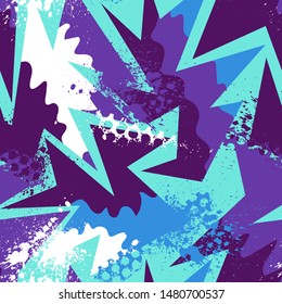 Abstract seamless pattern with grunge and curved elements.