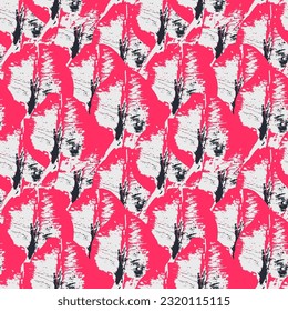 Abstract seamless pattern with grunge leaves