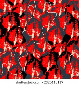 Abstract seamless pattern with grunge leaves