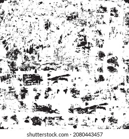 Abstract seamless pattern in grunge style. Black and white old dirty wall with stains of paint and mud. Messy worn vector background. Suitable for wallpaper design, flooring, wrapping paper or fabric