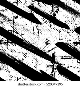 Abstract Seamless Pattern. Grunge texture vector.Brush strokes in  Black and White . Distress 