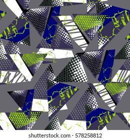 Abstract seamless pattern with grunge texture. Urban repeated backdrop for boys, girls, clothes textile, wrapping paper.  