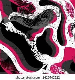 Abstract seamless pattern with grunge wave element