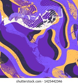 Abstract seamless pattern with grunge wave element