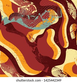 Abstract seamless pattern with grunge wave element
