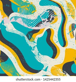 Abstract seamless pattern with grunge wave element