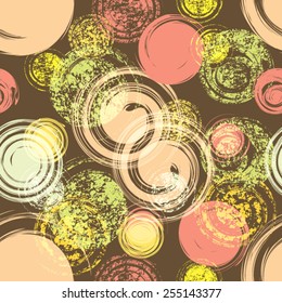 Abstract Seamless Pattern with Grungy Circles. Vector Illustration. 