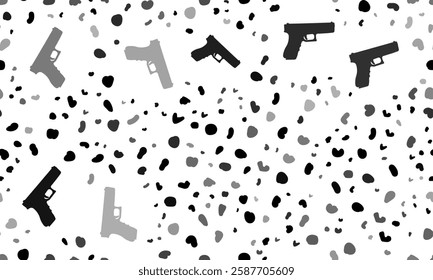 Abstract seamless pattern with gun symbols. Creative leopard backdrop. Vector illustration on white background