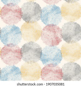 Abstract seamless pattern - halftone circles and dots repeat print design