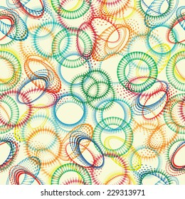 Abstract Seamless Pattern with Halftone Dots in Swirl Form. 