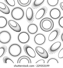 Abstract Seamless Pattern with Halftone Dots in Swirl Form. 
