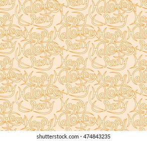 Abstract seamless pattern for Halloween. The message happy Halloween party on a light background .