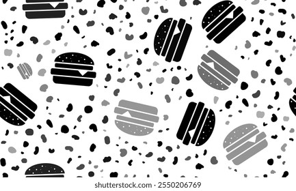 Abstract seamless pattern with hamburger symbols. Creative leopard backdrop. Vector illustration on white background