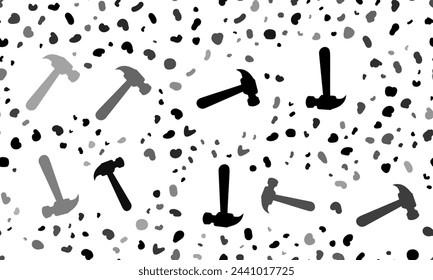 Abstract seamless pattern with hammer symbols. Creative leopard backdrop. Vector illustration on white background