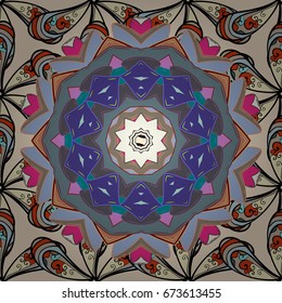 Abstract seamless pattern with hand drawing flowers. Vector illustration.  
