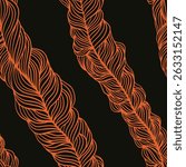 Abstract seamless pattern with hand drawn wavy ribbons. Dark graphic surface design, wallpaper or textile print with doodle drawing. Abstract pattern of line art braided ribbon. Vector illustration.