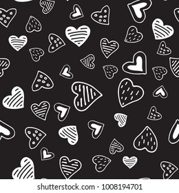 Abstract seamless pattern with hand drawn hearts. Valentines Day illustration. Design for wallpaper, wrapping paper home textile and romantic decorations.