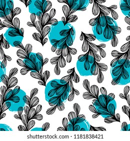 Abstract seamless pattern with hand drawn textures. Vector background.