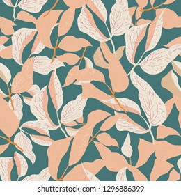 abstract seamless pattern with hand drawn foliage - floral background