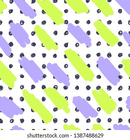 Abstract seamless pattern with hand drawn textures. Memphis style.