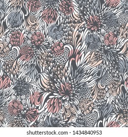 Abstract seamless pattern with hand drawn textures. Vector background.