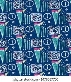 Abstract seamless pattern with hand drawn scribbles, scruffy doodles. Modern art. Creative background. Unique design. Wallpaper, textile, wrapping, print on clothes, label, header. Vector illustration