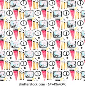 Abstract seamless pattern with hand drawn scribbles, scruffy doodles. Modern art. Creative background. Unique design. Wallpaper, textile, wrapping, print on clothes, label, header. Vector illustration